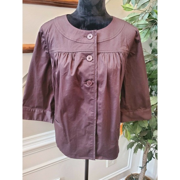 New Additions Women Brown Cotton Long Sleeve Buttons Front Jacket Blazer Size S - Picture 2 of 12